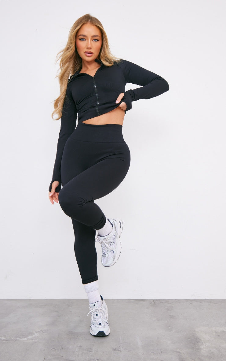 Navy Basic Seamless High Waist Gym Leggings