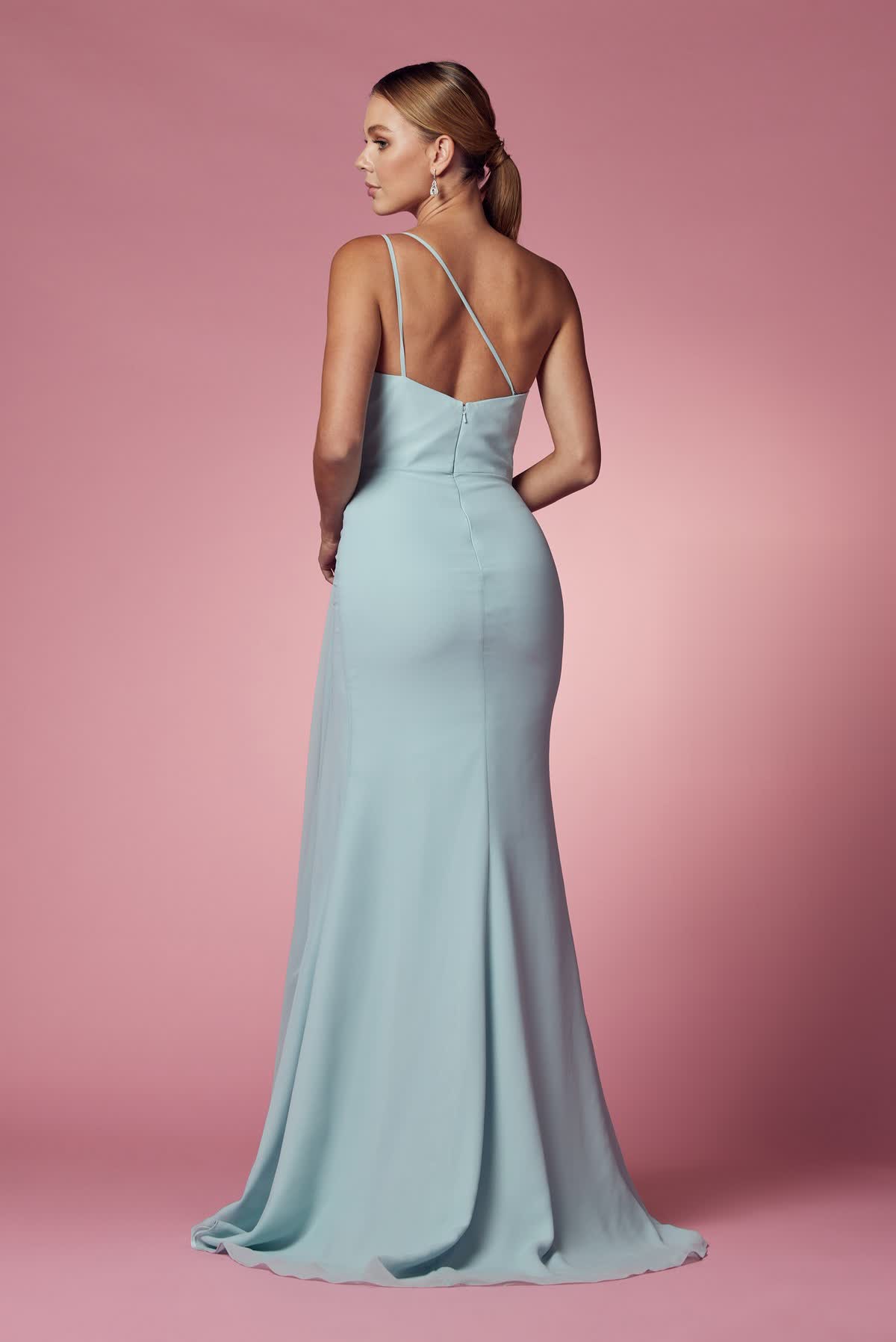 High Slit One Shoulder Long Bridesmaid & Evening Dress NXE1005-8