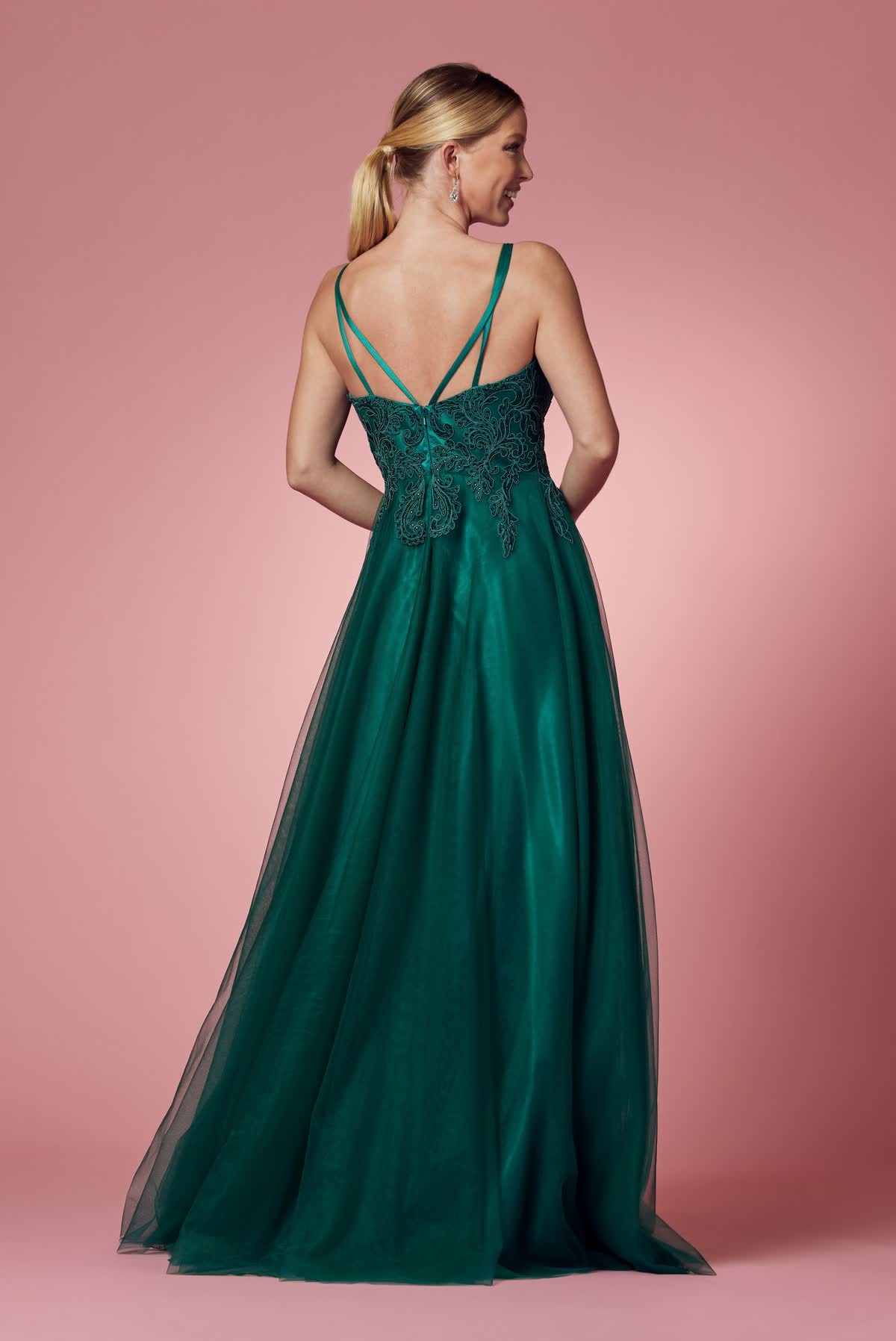 Embroidered Bodice Long Prom & Bridesmaid Dress NXR357-7