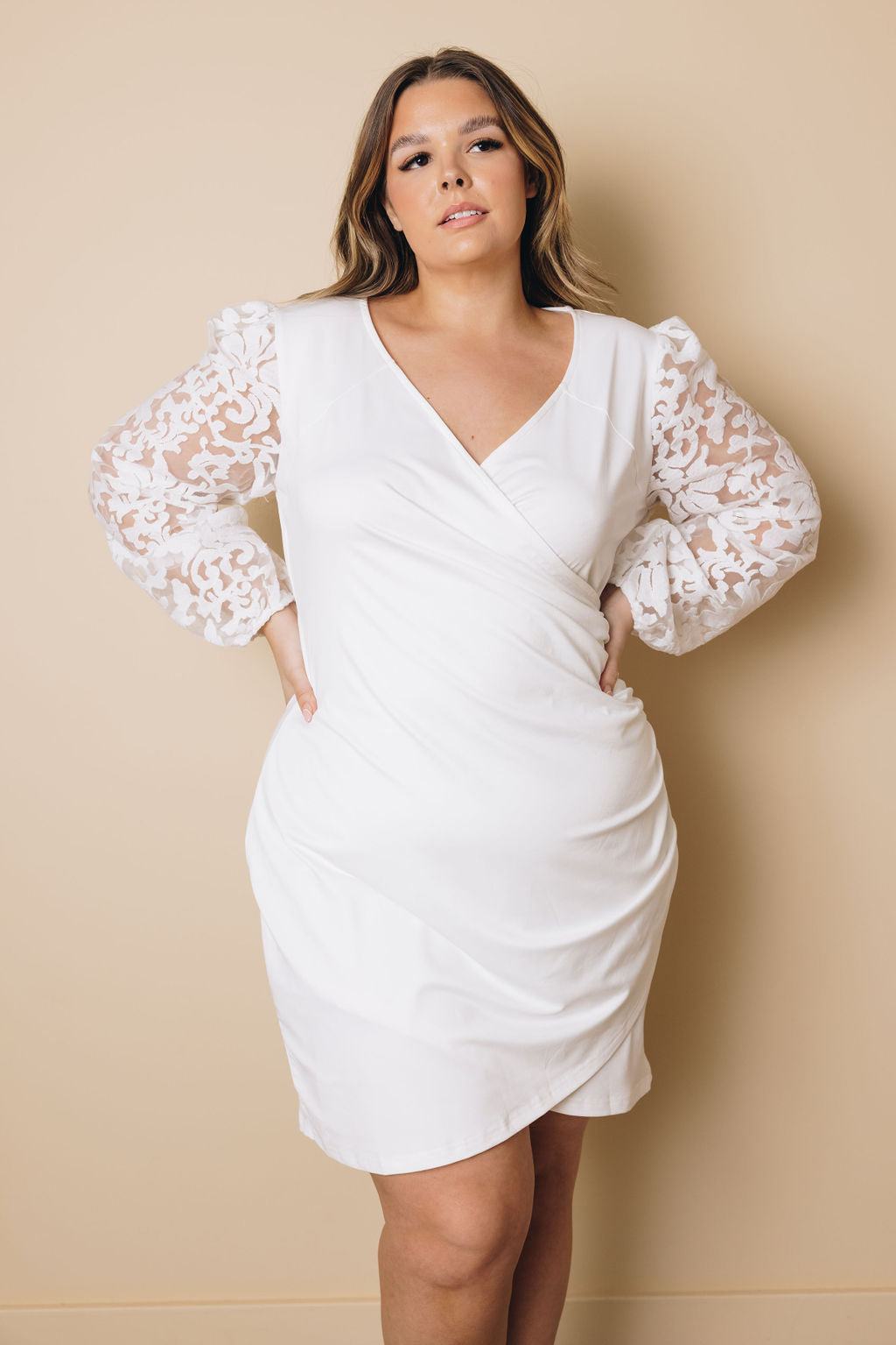 Plus Size - Gabrielle Puff Sleeves Dress-0