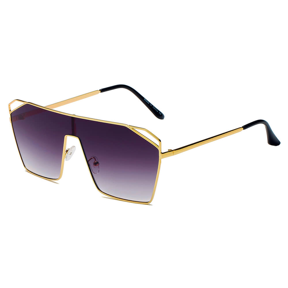 LAVAL | S2071 - Flat Top Metal Oversize Square Fashion Sunglasses-1