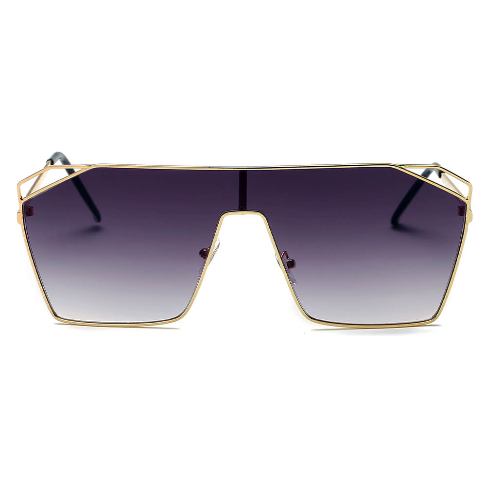 LAVAL | S2071 - Flat Top Metal Oversize Square Fashion Sunglasses-7