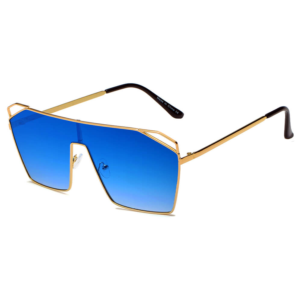 LAVAL | S2071 - Flat Top Metal Oversize Square Fashion Sunglasses-2