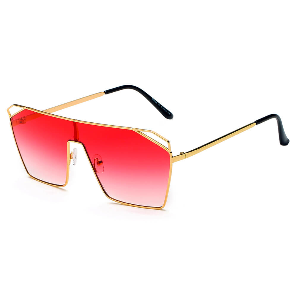 LAVAL | S2071 - Flat Top Metal Oversize Square Fashion Sunglasses-3