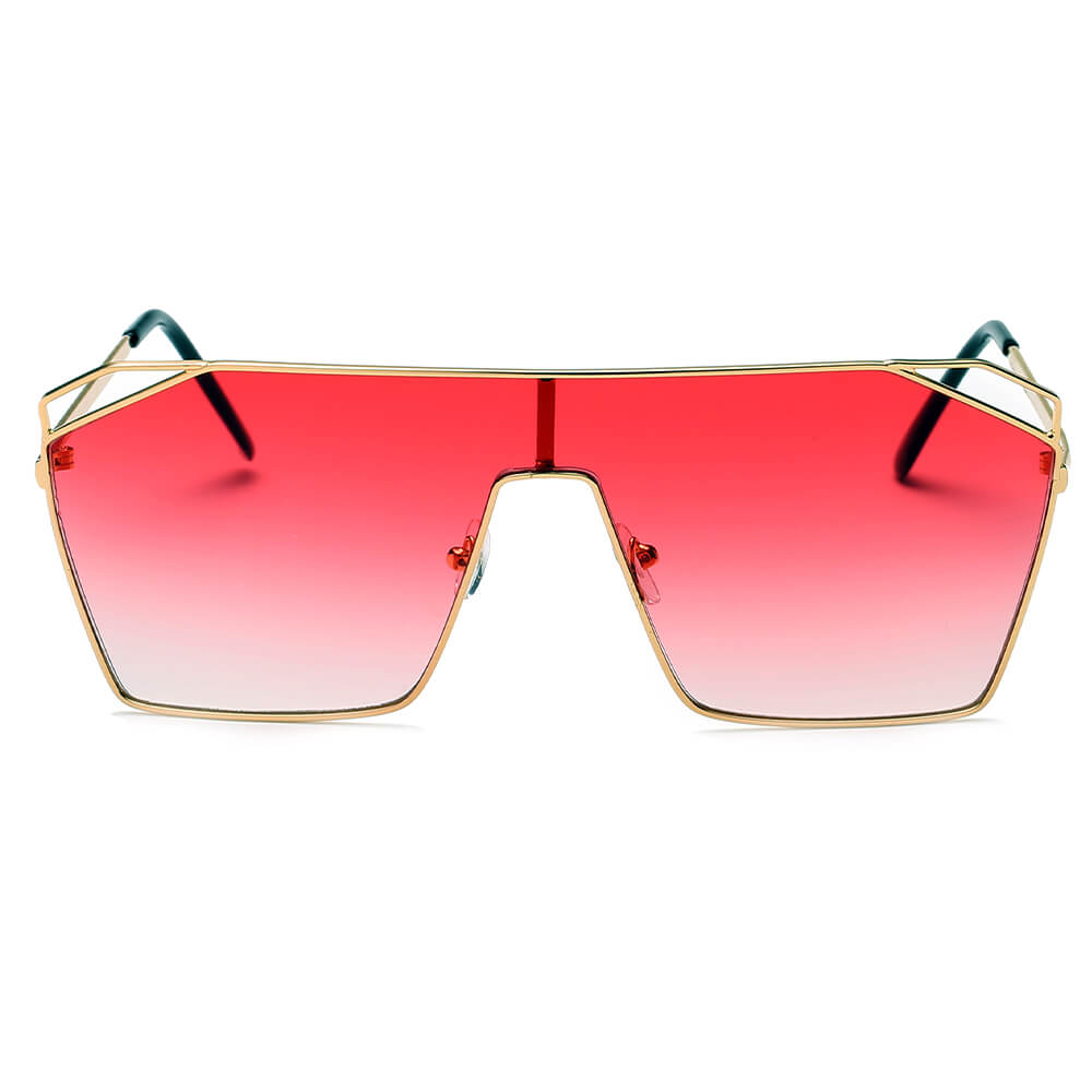 LAVAL | S2071 - Flat Top Metal Oversize Square Fashion Sunglasses-11