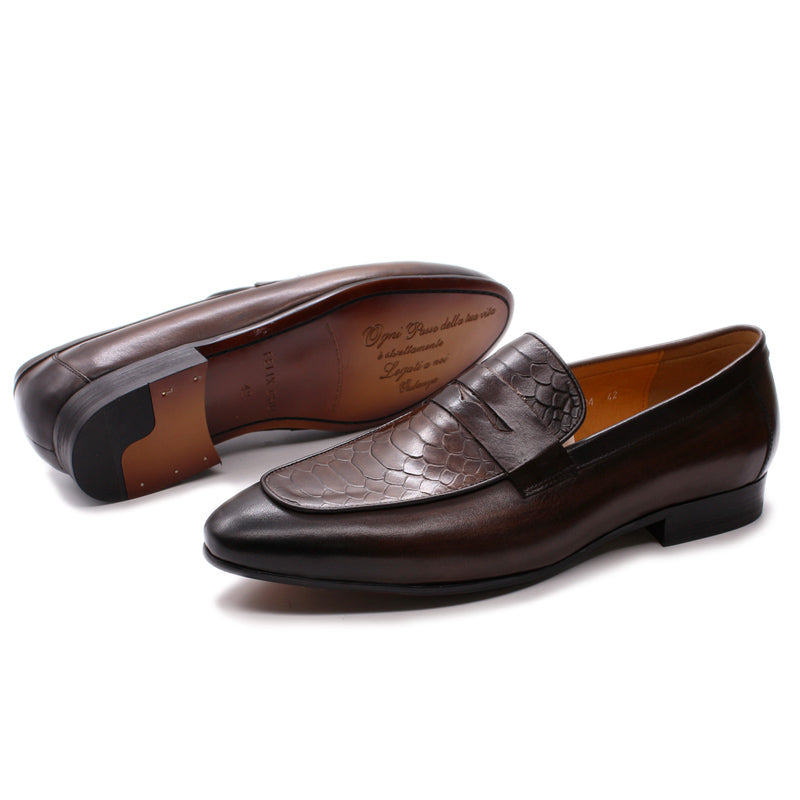 Formal italian men dress adult shoes genuine leather loafer flats