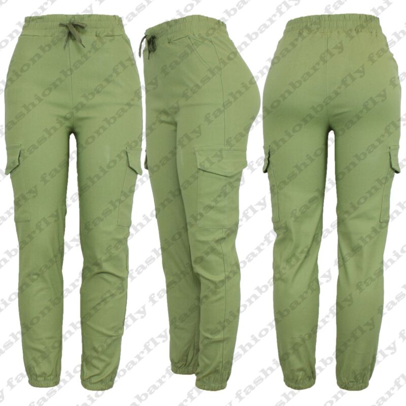 Ladies Combat Cargo Trouser Stretch Elasticated Waist Cotton Blend Cargo Pant