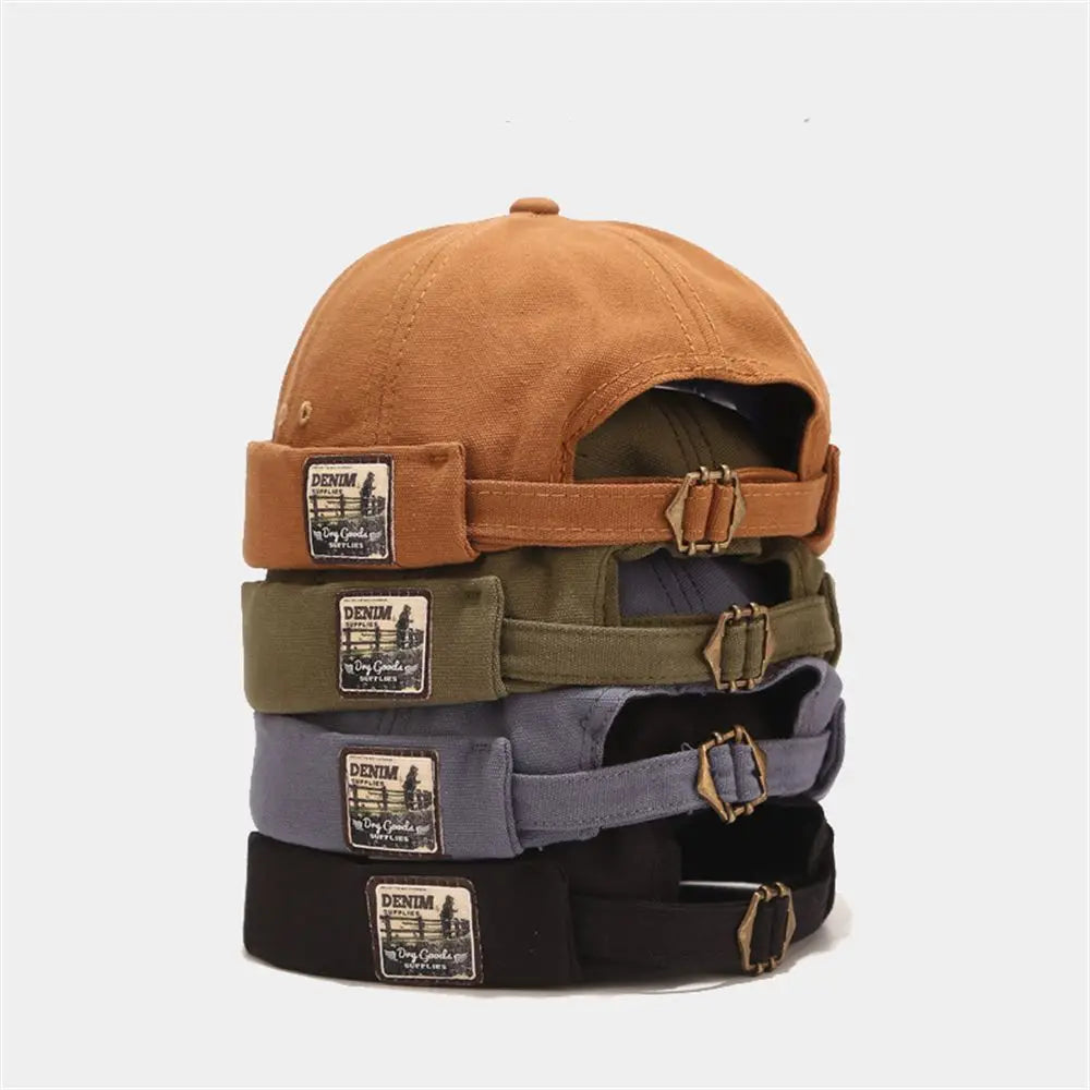 Men Docker Cap Retro Dome Melon Beanie Hats Adjustable Cotton Brimless Hat Hip Hop Hat Docker Hat