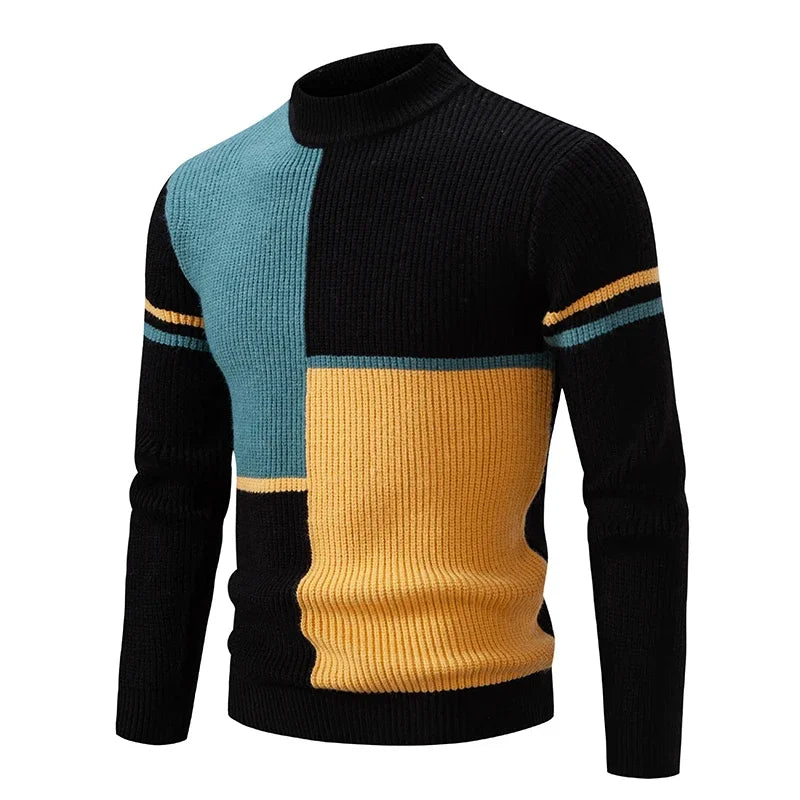 Men's New Autumn and Winter Casual Warm Neck Sweater Knit Pullover Tops Man Clothes