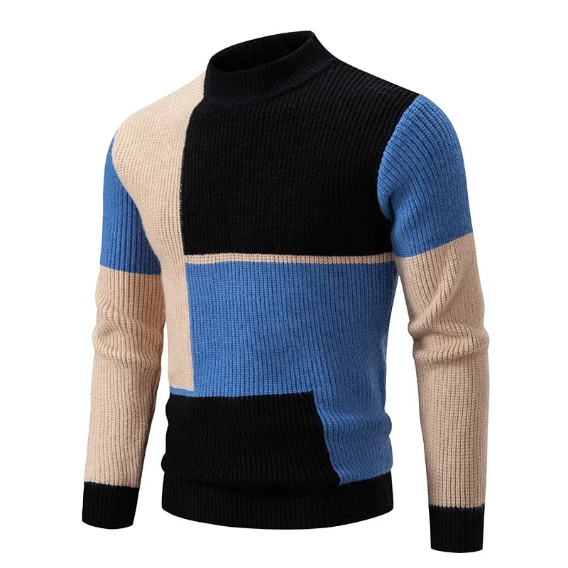 Men's New Autumn and Winter Casual Warm Neck Sweater Knit Pullover Tops Man Clothes