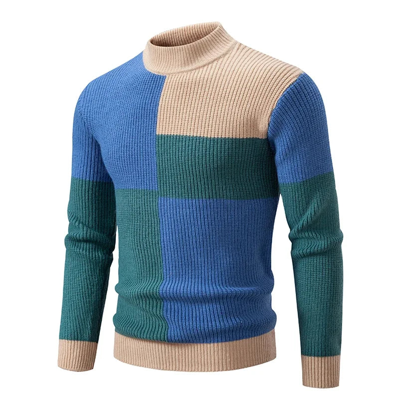 Men's New Autumn and Winter Casual Warm Neck Sweater Knit Pullover Tops Man Clothes