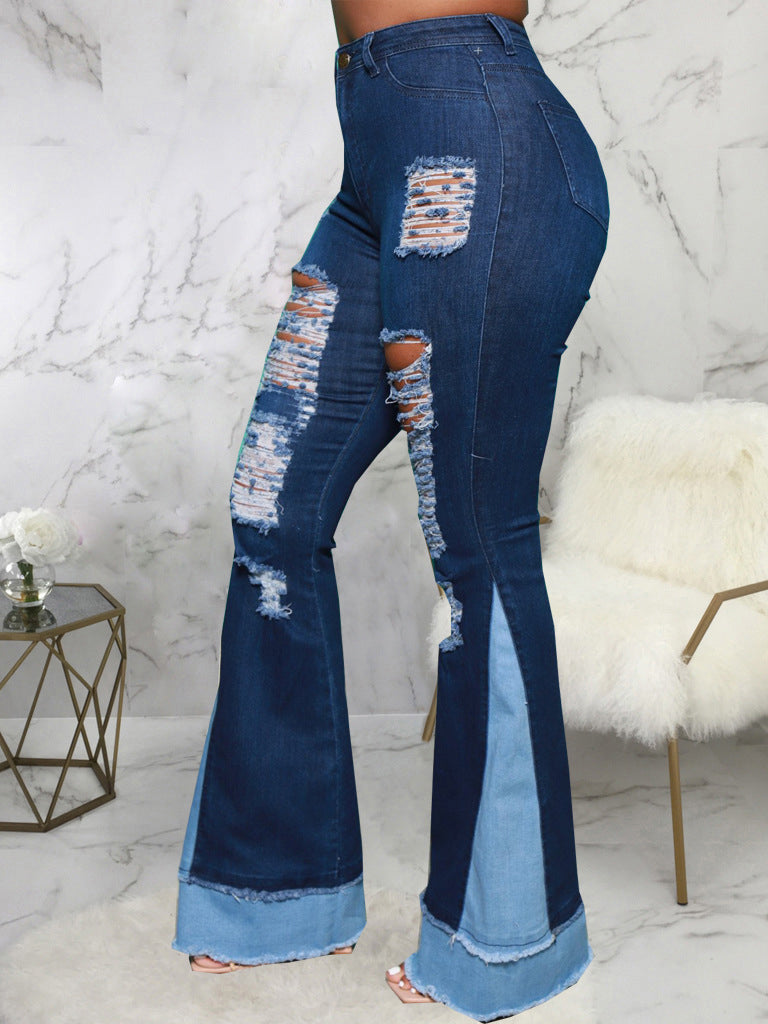 Stylish Versatile Hollow Out Bootcut Jeans Women