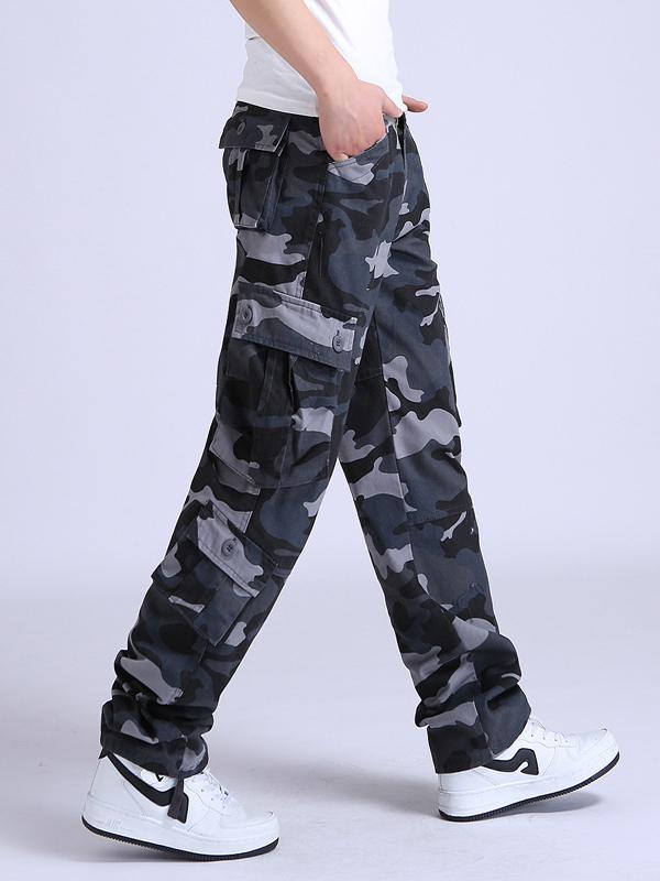 Sporty Pockets Camouflage Men Tracksuit Bottoms