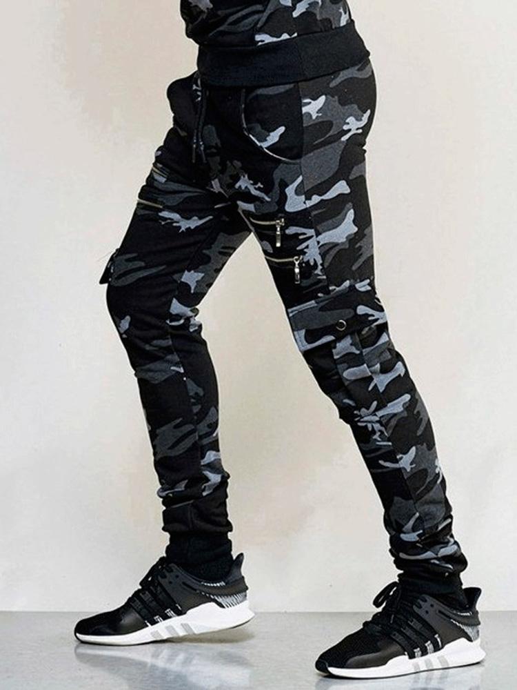 Outdoor Camouflage Print Drawstring Jogger Pants