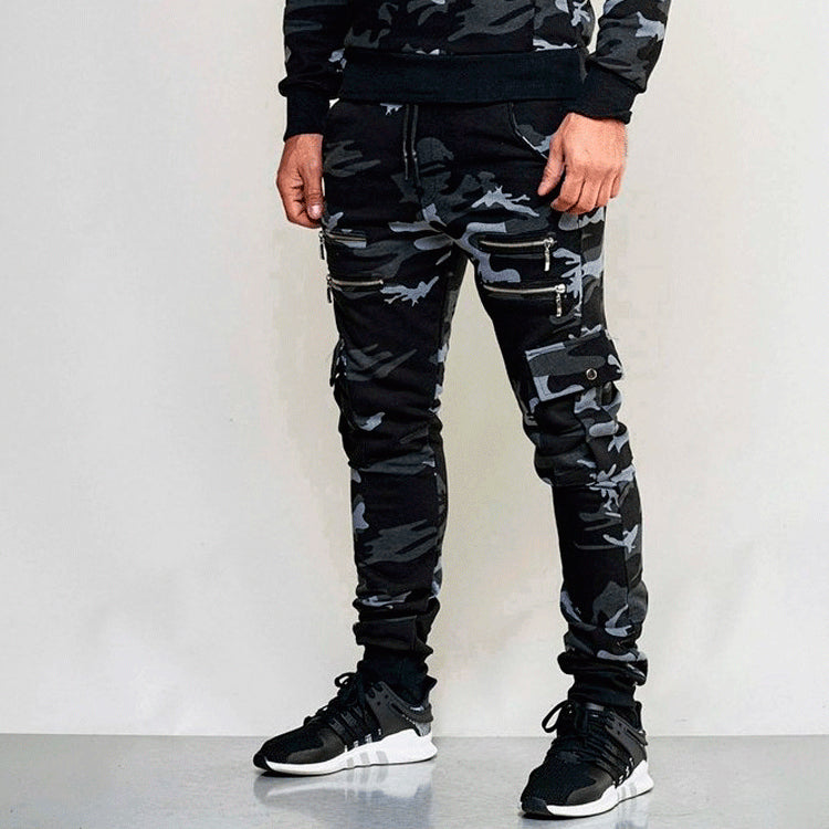 Outdoor Camouflage Print Drawstring Jogger Pants