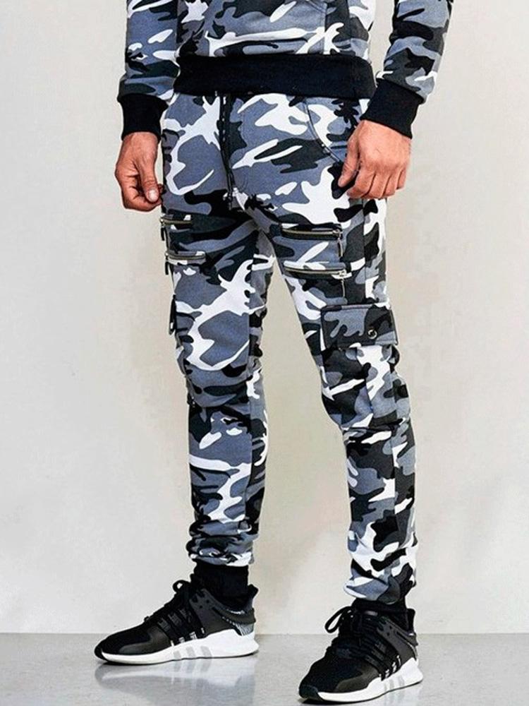 Outdoor Camouflage Print Drawstring Jogger Pants