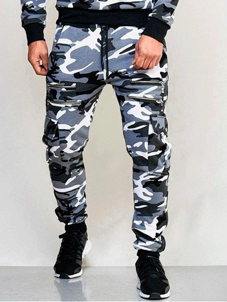 Outdoor Camouflage Print Drawstring Jogger Pants