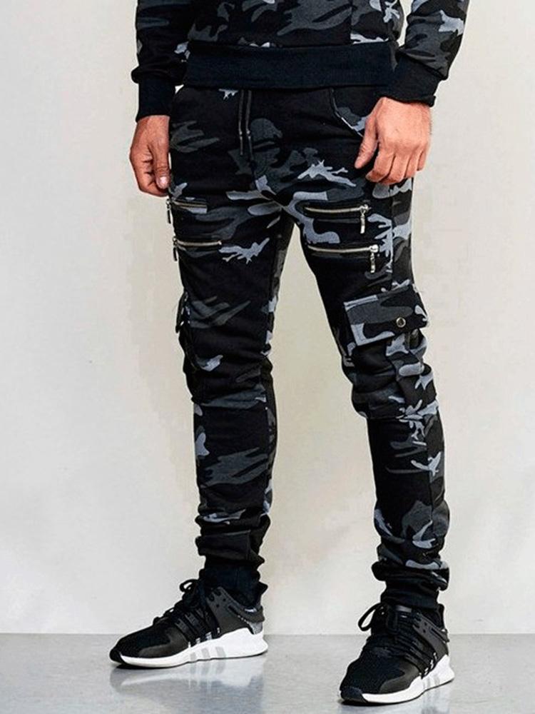 Outdoor Camouflage Print Drawstring Jogger Pants