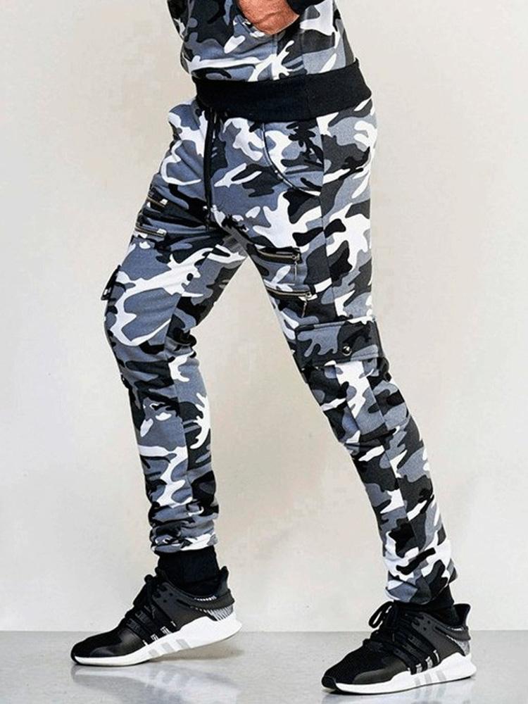 Outdoor Camouflage Print Drawstring Jogger Pants