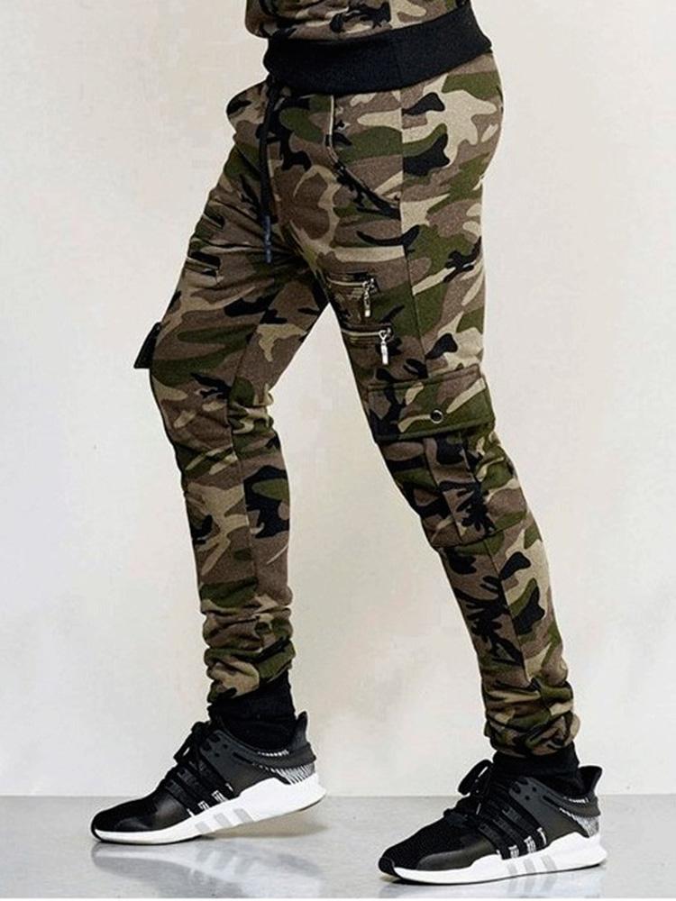 Outdoor Camouflage Print Drawstring Jogger Pants