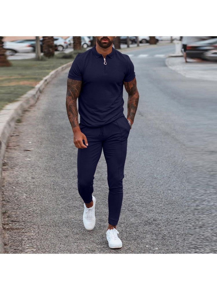 Summer Short Sleeve Solid Long Suits For Men