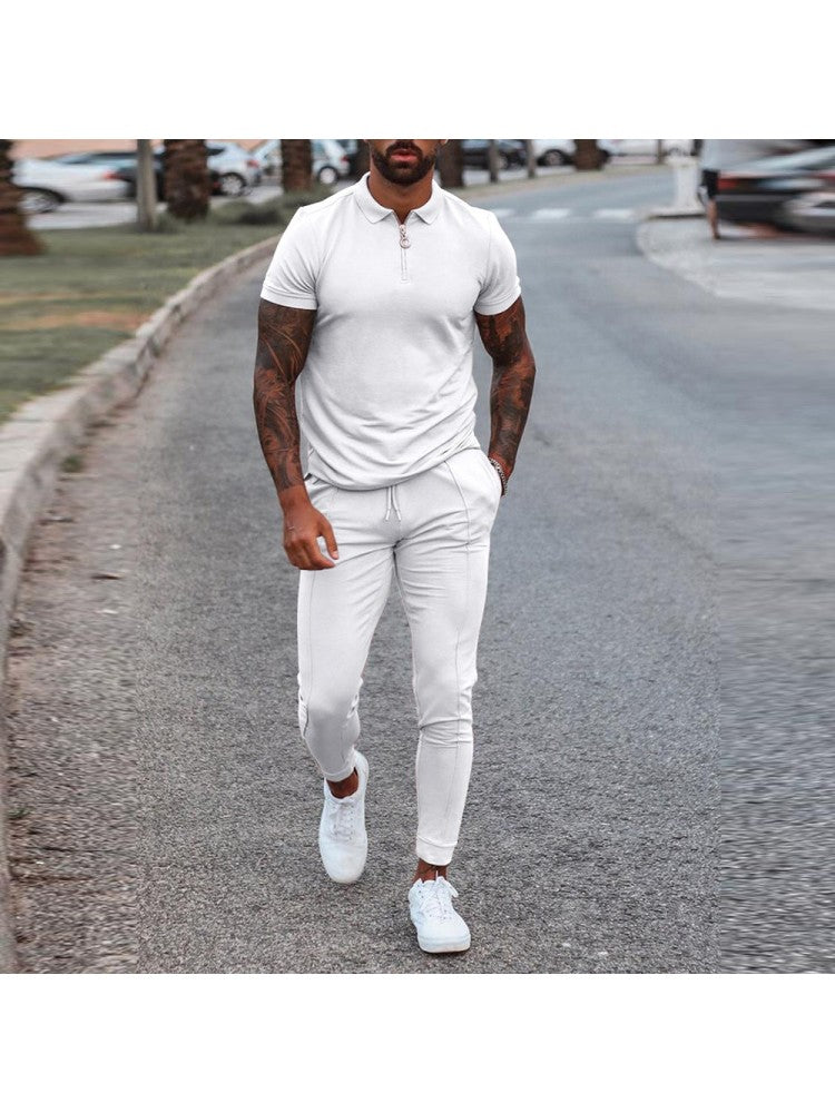 Summer Short Sleeve Solid Long Suits For Men