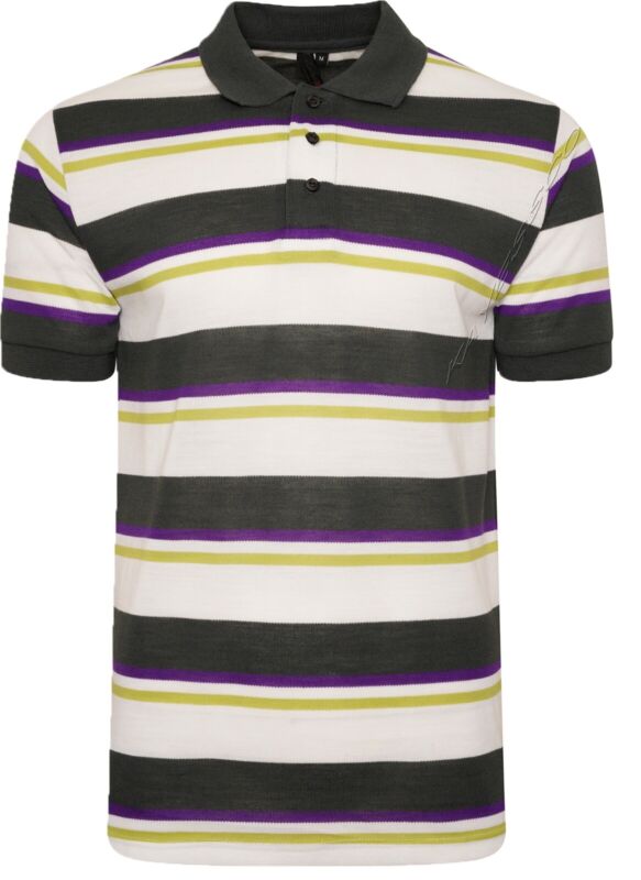 Mens Striped Polo Shirts Pique Short Sleeve Yarn Dyed T-Shirt Casual Top M - 6XL