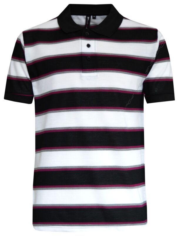 Mens Striped Polo Shirts Pique Short Sleeve Yarn Dyed T-Shirt Casual Top M - 6XL