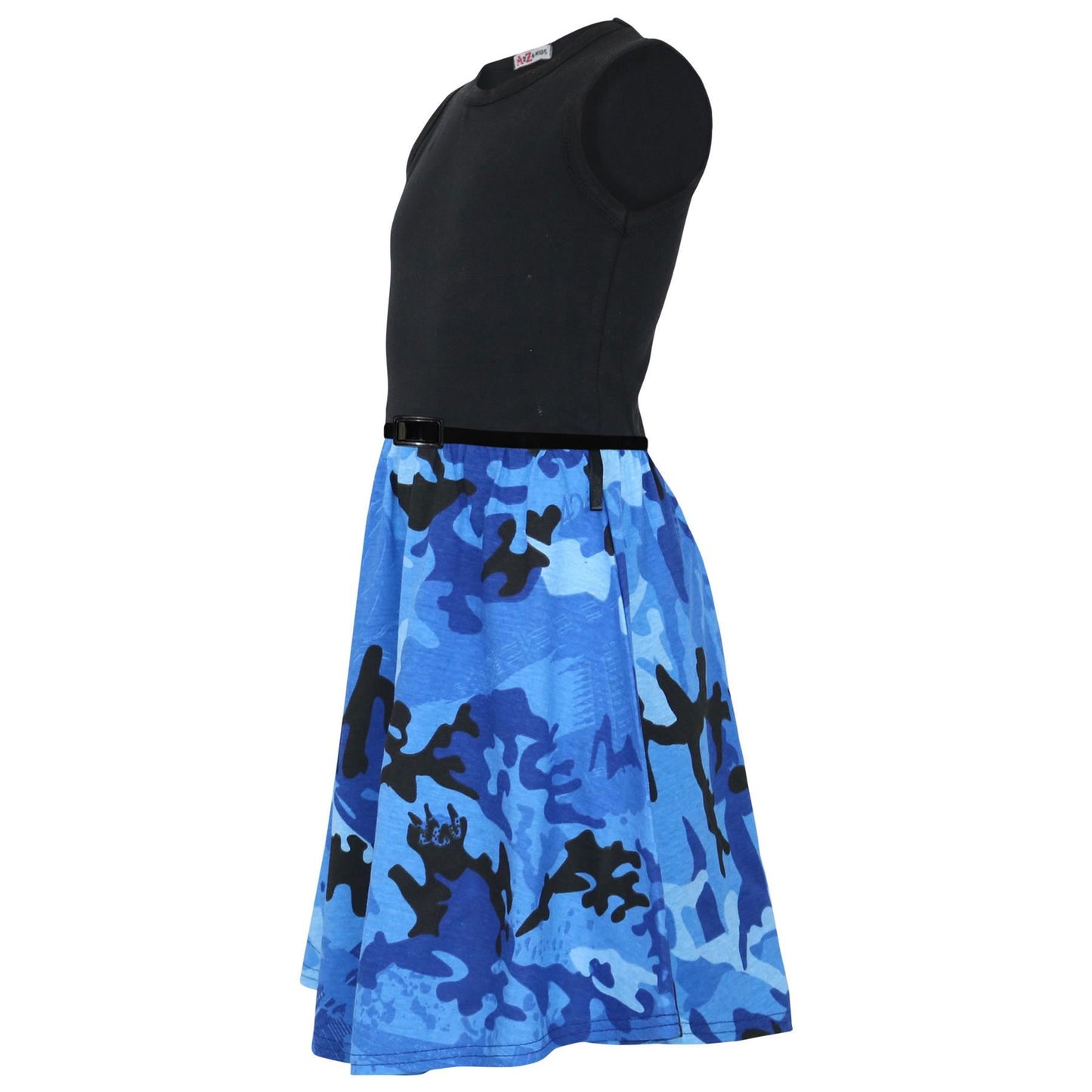 Girls Skater Dress Kids Camouflage Contrast Panel Summer Party Dresses 5-13 Year