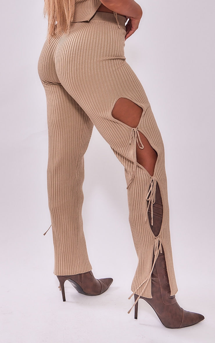 Shape Mocha Knit Tie Side Flared Trousers