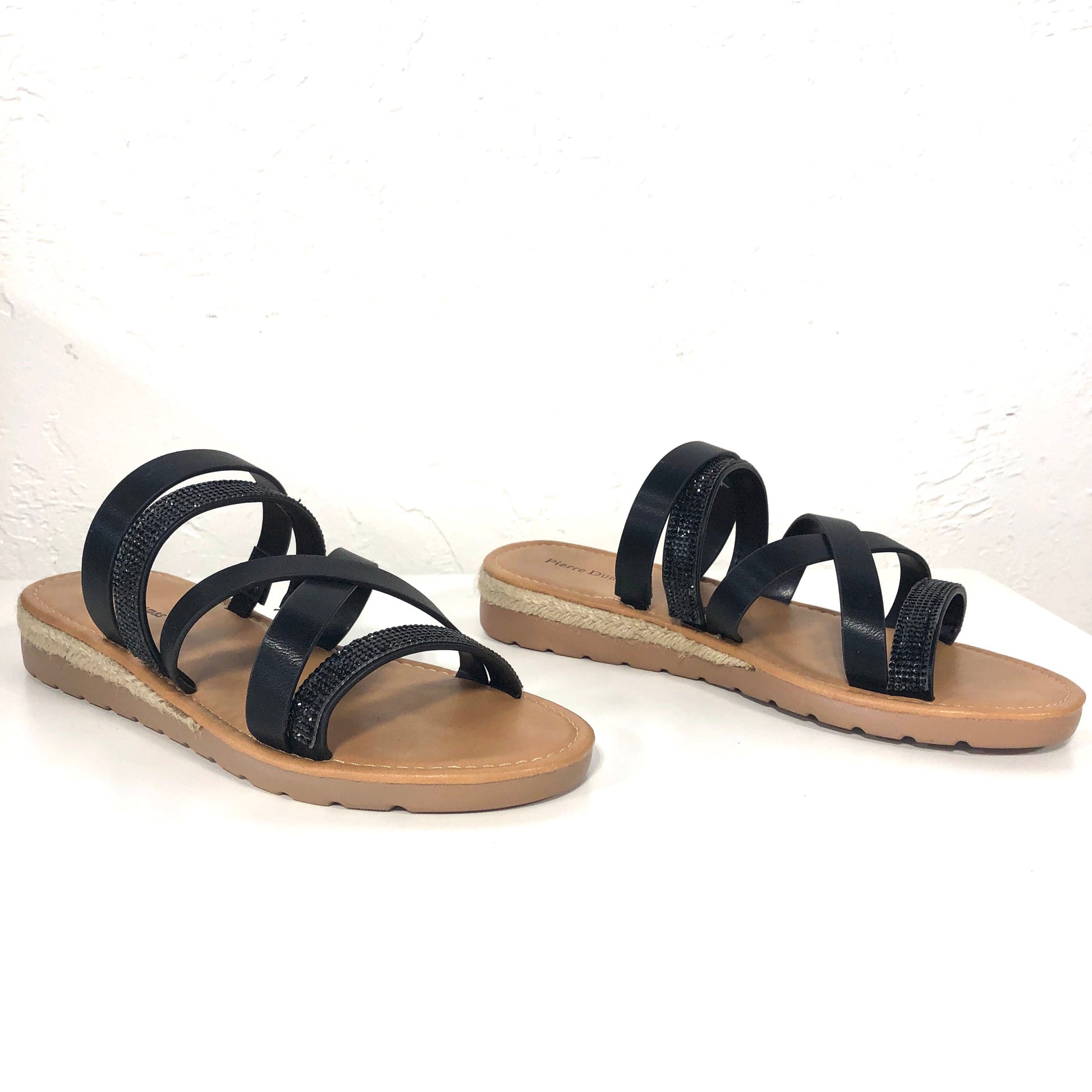 Jojo Black Strappy Sandals Shoes-3