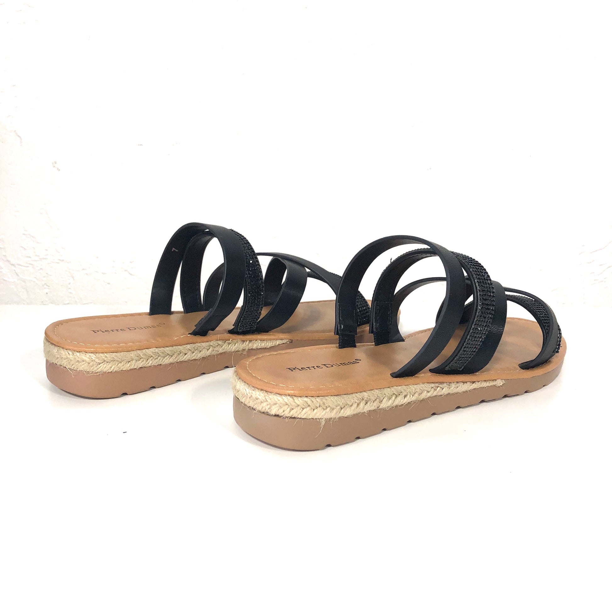 Jojo Black Strappy Sandals Shoes-2