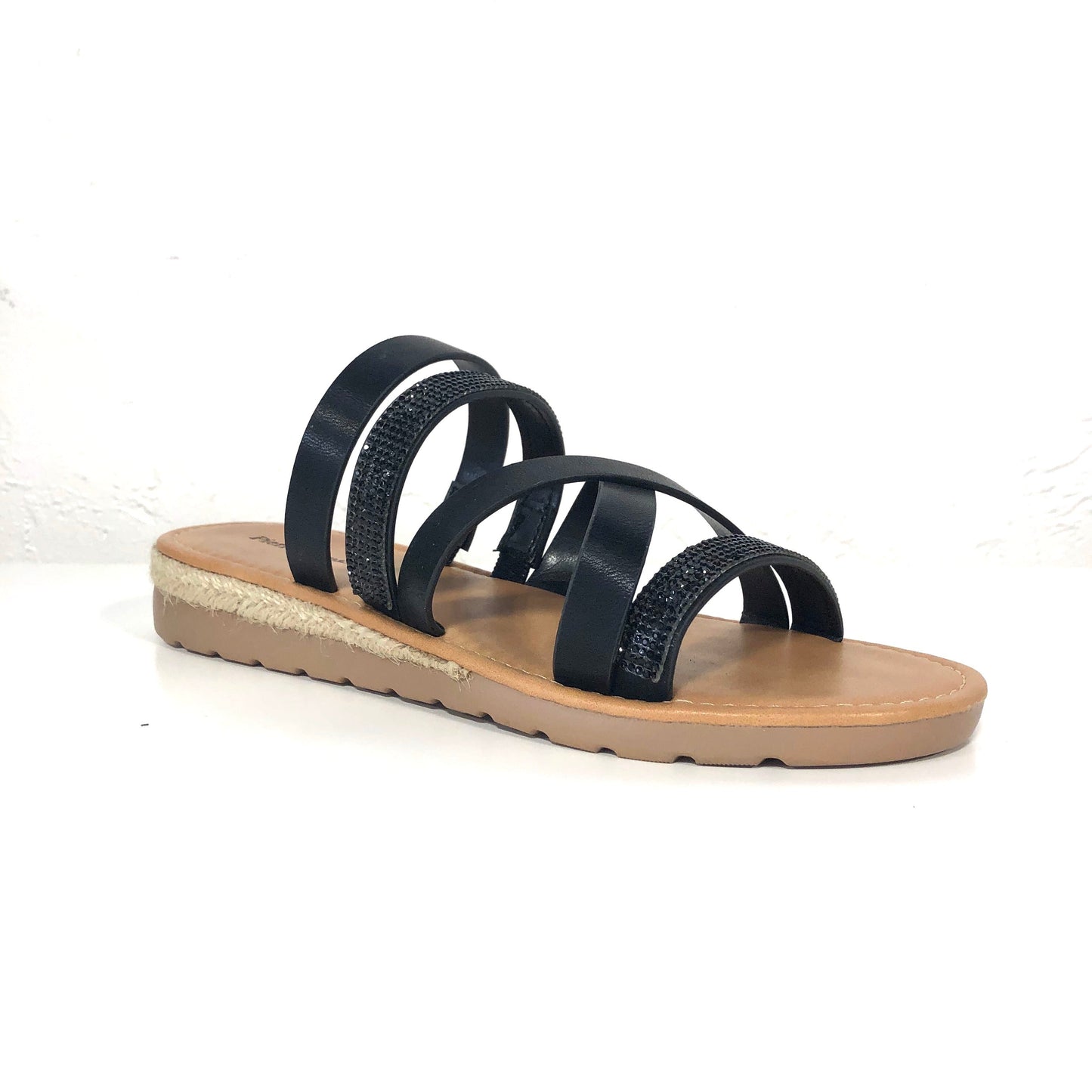 Jojo Black Strappy Sandals Shoes-1