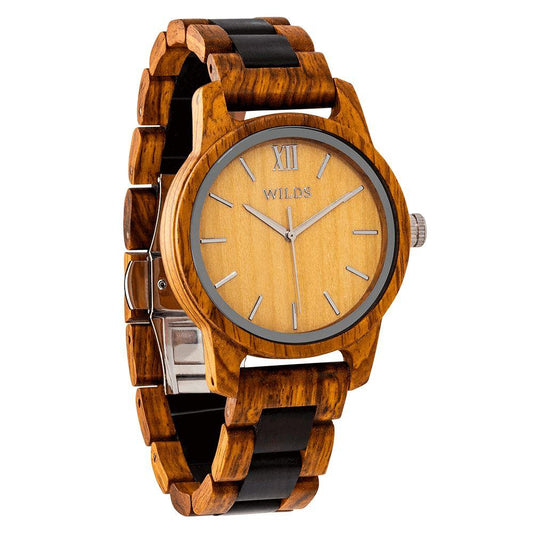 Men's Handmade Engraved Ambila Wooden Timepiece - Personal Message on the Watch-0