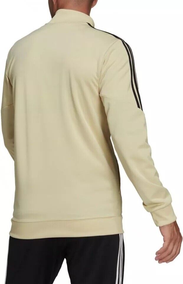 Mens Adidas Training Jacket Tracksuit Top Sweatshirt Fitness Gym Sports - Cream