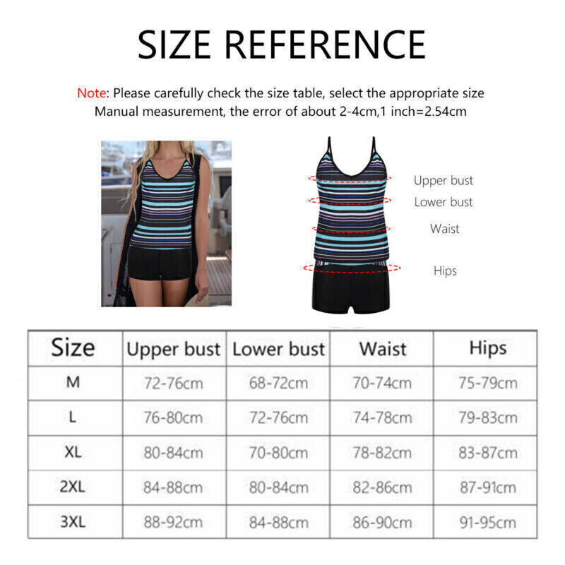 Women Ladies Tankini Set with Boy Shorts Padded Swimsuit Bathing Swim Costume