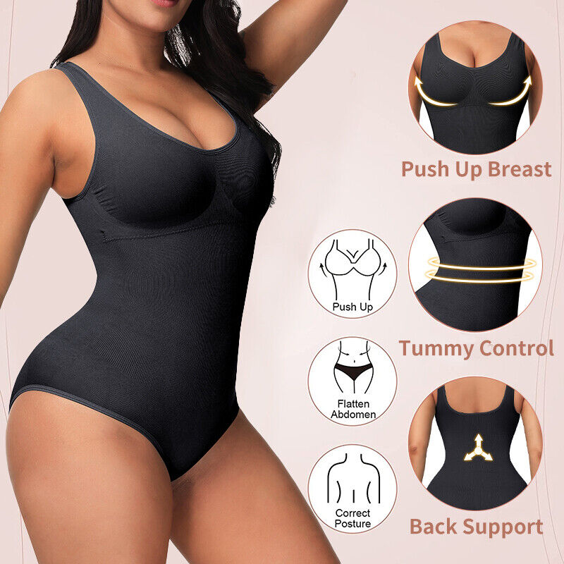 Women Trainer Tummy Control Firm Full Body Shaper Bodysuit Slimming Shapewear UK