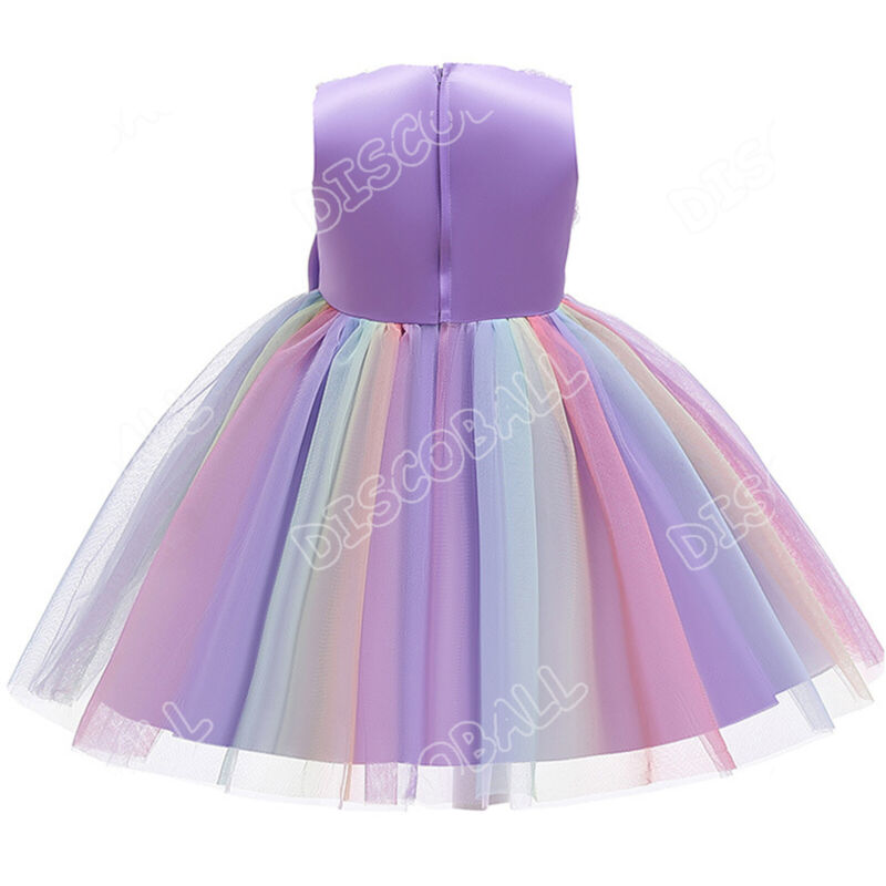 Girls Bridesmaid Dress Flower Kids Party Rose Bow Wedding Dresses Princess UK