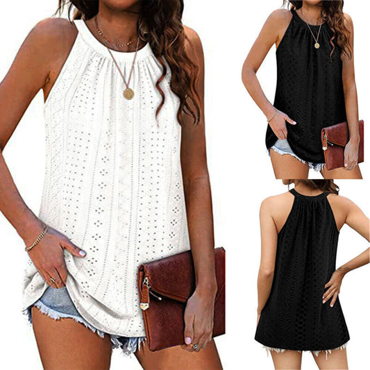 Womens Vest Tops Summer Sleeveless Blouse Ladies Tank Cami Tee T Shirt Plus Size