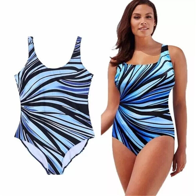 Plus Size Womens Tummy Control Monokini Swimming Costume One Piece Swimsuit UK