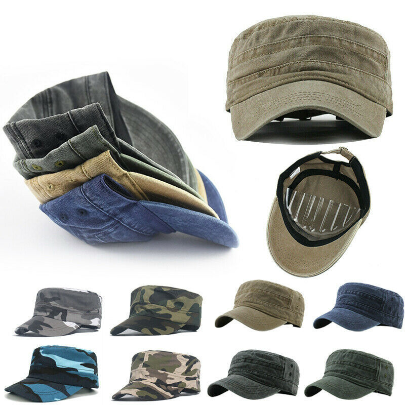 Mens Womens Camouflage Army Hat Camo Military Cadet Combat Fishing-Baseball-Cap