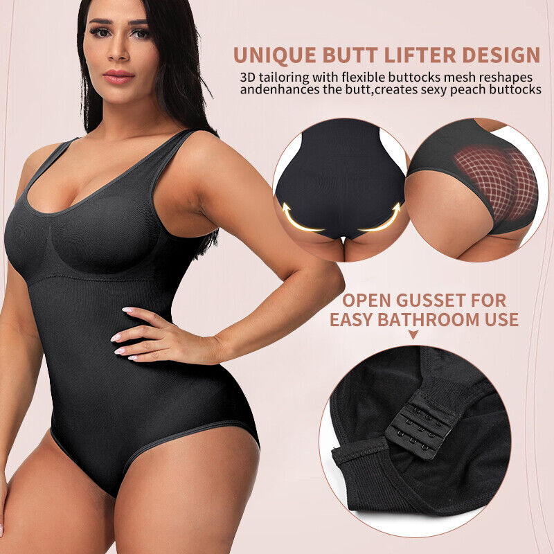 Women Trainer Tummy Control Firm Full Body Shaper Bodysuit Slimming Shapewear UK