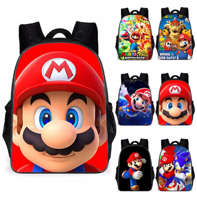 Super Mario Kids Backpack Boys Girls' Cartoon School Bag Casual Travel Rucksack