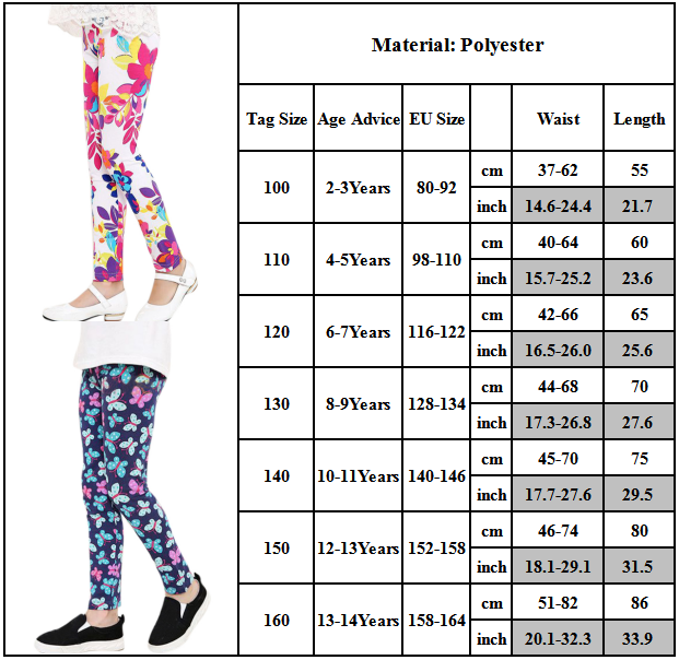 Kids Girls Abstract Floral Leggings Slim Fit Pants Fitness Sports Dance Trousers