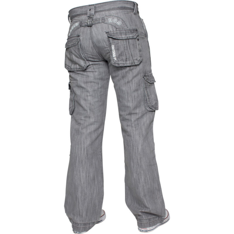 Mens Cargo Combat Jeans Enzo Designer Denim Casual Work Pants All Waist Sizes