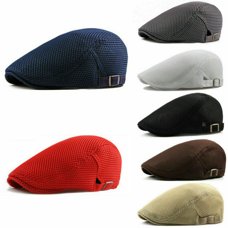 Men Mesh Hat Flat Cap Golf Driving Breathable outdoor CabbieHighQuality Newsboy