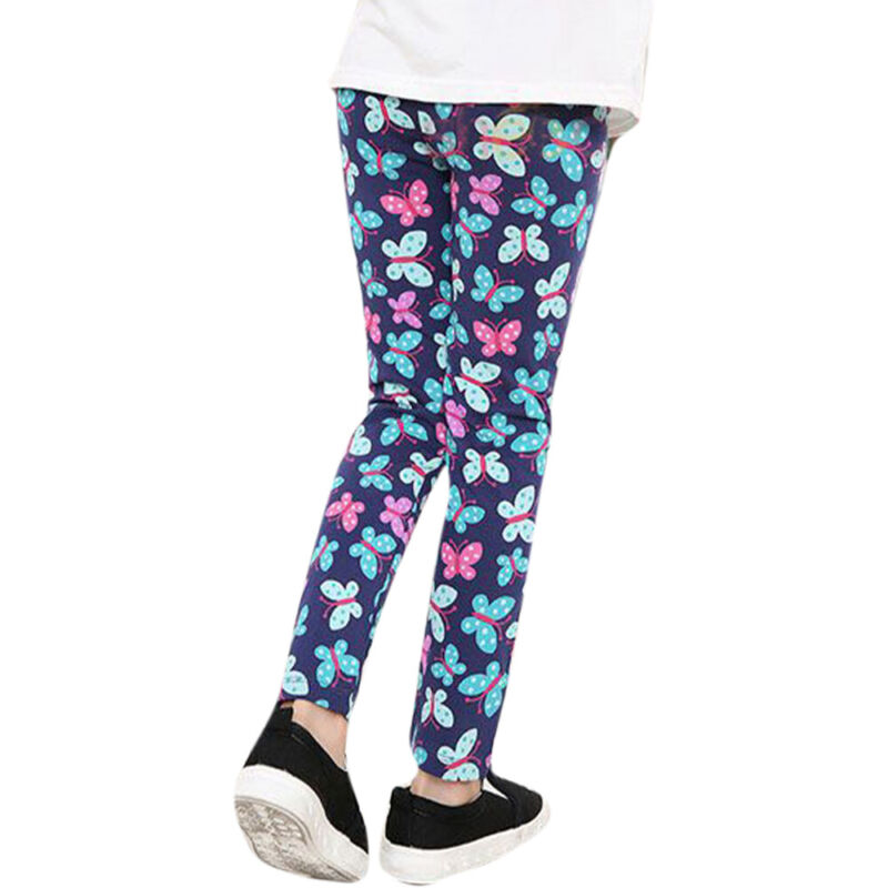 Kids Girls Abstract Floral Leggings Slim Fit Pants Fitness Sports Dance Trousers