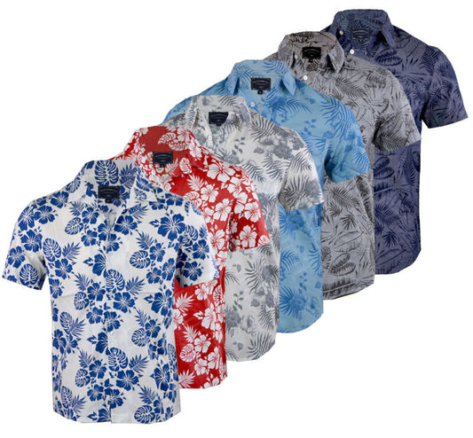 Mens Tokyo Laundry Fashion Hawaiian Floral Shirt Short Sleeved Cotton S-XXL