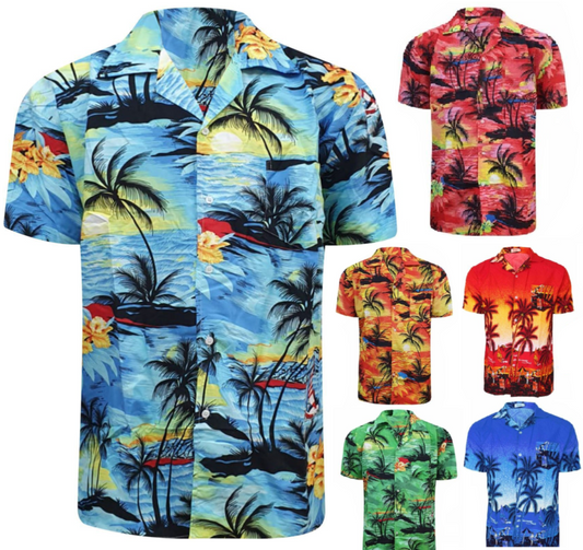 Men Hawaiian Shirt Palm Stag Beach Hawaii Aloha Party Summer Holiday Fancy Dress