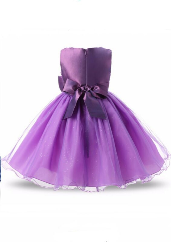 Girls Bridesmaid Dress Baby Flower Kids Party Rose Bow Wedding Dresses Princess